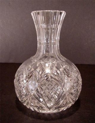 Antique Cut Glass Crystal Water Wine Carafe American Brilliant 1876 - 1916