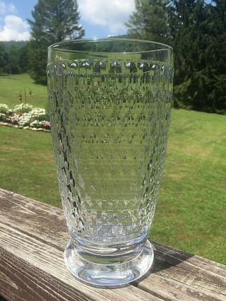Lovely Large Heavy 9 3/4 " Villeroy & Boch Crystal Glass Vase Honeycomb Pattern