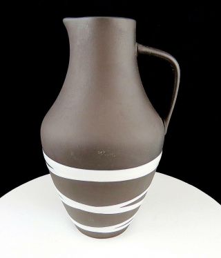 Steuler Pottery W Germany 4235/0 Brown White Striped 8 " Ewer Pitcher 1960 - 70 