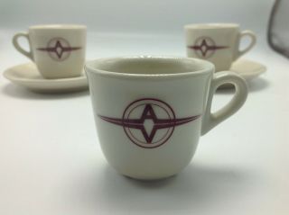 Vintage Ipa Italy Flying A Logo Aviation Demitasse Espresso Cups Saucers Set