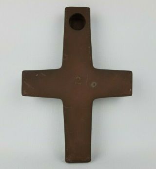 60 - 70 ' s Vintage West German Pottery Red Crucifix Religious Hanging Wall Cross 4