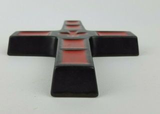 60 - 70 ' s Vintage West German Pottery Red Crucifix Religious Hanging Wall Cross 5