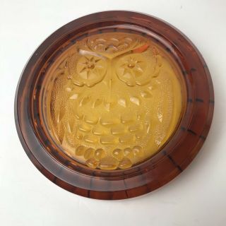Vintage Blenko Amber Glass Owl Cigar Ashtray Mid Century MCM 2