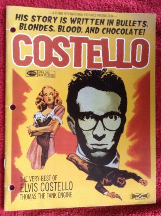 Rhino April 2001 Elvis Costello Cover " Bullets,  Blondes,  Blood,  And Chocolate "