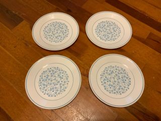 Set Of 4 Corelle Salad Lunch Plates Blue Heather Flowers 8 1/2” Luncheon