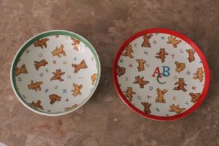 2 Vintage Tiffany & Co Alphabet Bears Plate And Bowl
