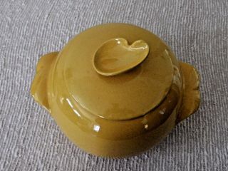 Frankoma Vintage 4w Lg.  Round Yellow Cookie Jar With Side Handles.