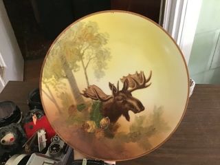 Old And Rare Nippon Hand Painted Moose Plate With Raised Decorations