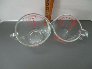 Vintage Set of 2 Pyrex Glass Measuring Cups (4 Cups and 2 Cup) Red 3