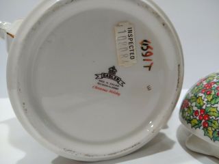Vtg James Sadler teapot Christmas 1994 Made In England 24k gold English China 3