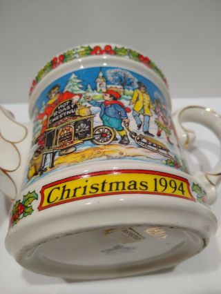 Vtg James Sadler teapot Christmas 1994 Made In England 24k gold English China 5