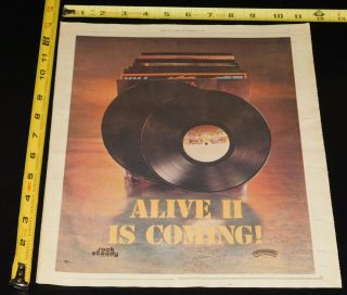 Kiss Band Alive 2 1977 Teaser Lp Album Record Promo Ad Advert Aucoin Mini Poster