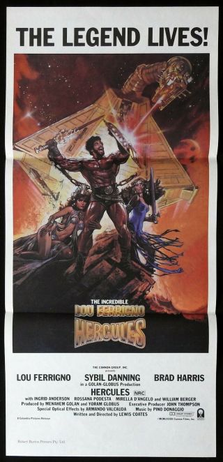 Hercules Daybill Movie Poster Lou Ferrigno Brad Harris Sybil Danning