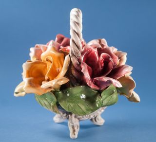 Vtg Bassano Pottery Italy Basket of Roses 2