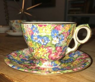 Vintage Royal Winton Grimwades Floral Chintz Tea Cup & Saucer England Vgc