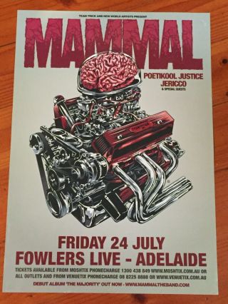 Mammal / Poetikool Justice Rare Aussie/oz Promo Tour Poster