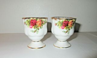 Royal Albert Old Country Roses Egg Cups Porcelain Set Of 2 Measure 2.  25 " Tall