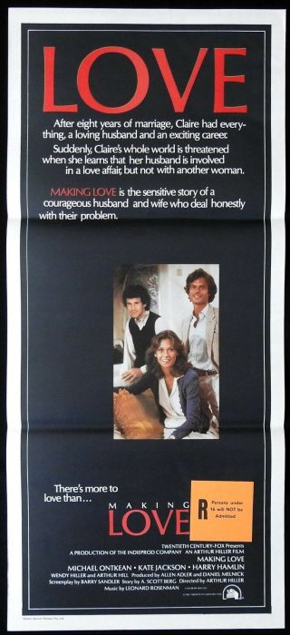 Making Love Rare Daybill Movie Poster Michael Ontkean Kate Jackson Harry Hamlin