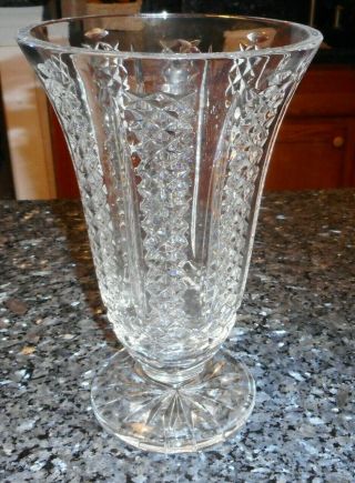 Waterford Crystal Hibernia Pattern Cut Glass Flower Vase Ireland 10 "
