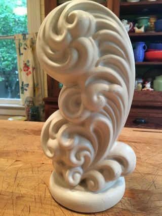 Large Early Vintage Haeger Pottery Vase - White With Swirls 10 Inch Mid Century