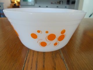 Vintage Federal Glass Orange Atomic Dot 6 " Mixing Bowl Heat Proof Usa