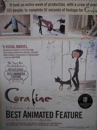 Coraline With Black Cat Rare Oscar Ad A