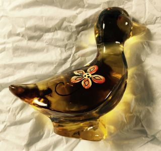Fenton Glass Yellow Duck Hand Painted Signed W/sticker Gift Box 8n34