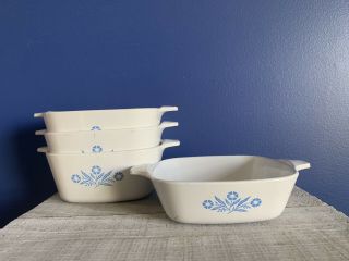 Corning Ware • Blue Cornflower Set Of 4 • (3) P - 43 - B Petite Dishes • (1) P - 41 - B