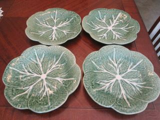 Set Of 4 Bordallo Pinheiro Green Cabbage Salad Plates 9 - 1/4 " Wide