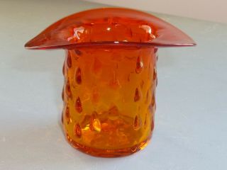 Vintage Rainbow Art Glass Red Orange Amberina Teardrop Top Hat Flower Vase Rare 8