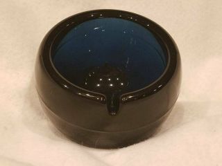 Vintage - Viking Mid Century Modern Blue Heavy Glass Orb Ball Ash Tray