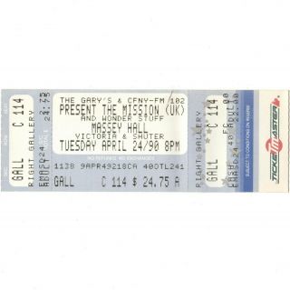 The Mission Uk & The Wonder Stuff Concert Ticket Stub Toronto On 4/24/90 Canada