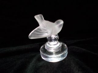 Authentic Lalique France Crystal Bird Sparrow Head Up Figurine 2 1/2 " Height