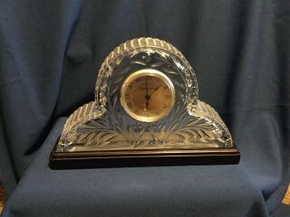 Vtg Princess House Highlights Large Mantel Clock With Wood Base 12”l;8”h;3”w