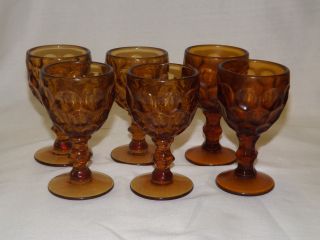 Imperial Glass Ohio Provincial Amber 6 Wine Goblets 4 3/8 "
