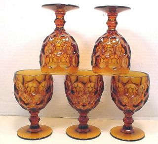 5 Imperial Heisey Glass Amber Provincial Wine Goblets_set Of Five