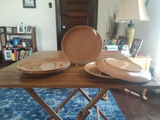 Russell Wright Iroquois Ripe Apricot Lunch Plates 9 And 1/4 Inches.  Set Of 5