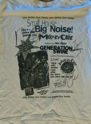 Motley Crue Signed Vintage Live Swine Concert T - Shirt