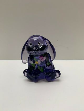 Fenton Lenox Art Glass Bunny Rabbit Figurine Paperweight Hand Painted Signed