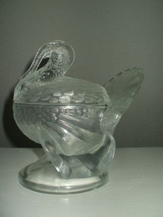 Vintage L.  E.  Smith Glass Turkey Covered Candy Dish,  Gravy,  Nuts