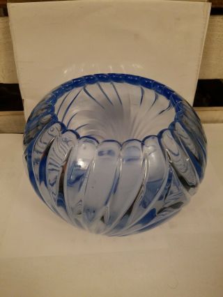 Vintage Cambridge Glass Caprice Pattern Moonlight Blue 4 Footed Rose Bowl