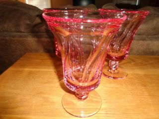 Fostoria Jamestown Pink Water Iced Tea Goblets Set Of 4 Euc