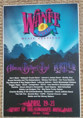 Allman Brothers Grateful Dead Poster 12 Wanee Hot Tuna,  Govt Mule,  Tedeschi Trucks