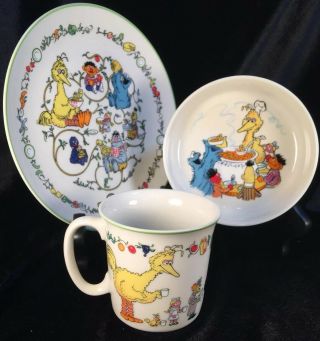 Sesame Street Cup,  Plate And Bowl Set - Gorham China - 1976 Muppets,  Vintage