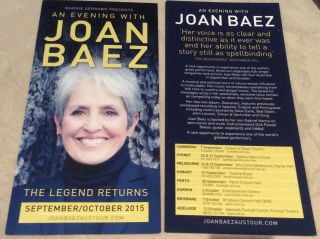 Promotional Flyer Joan Baez The Legend Returns Sept/ Oct 2015