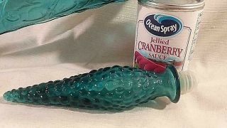 Vintage BLUE MCM Empoli Italy Art Glass Genie Bottle Decanter Teardrop Stopper 4