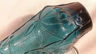 Vintage BLUE MCM Empoli Italy Art Glass Genie Bottle Decanter Teardrop Stopper 6