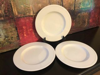 3 Crate & Barrel White Staccato Embossed Dinner Plates Kathleen Wells Japan