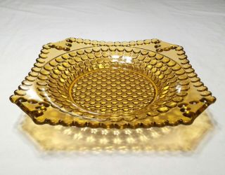 Antique Eapg Adams Glass Thousand Eye Amber Bowl / Bread Plate Tray C1880