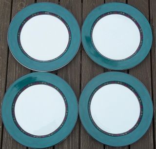 Set Of 4 Dansk Emerald Braid Dinner Plates Great Cond.  About 11 1/8 In.